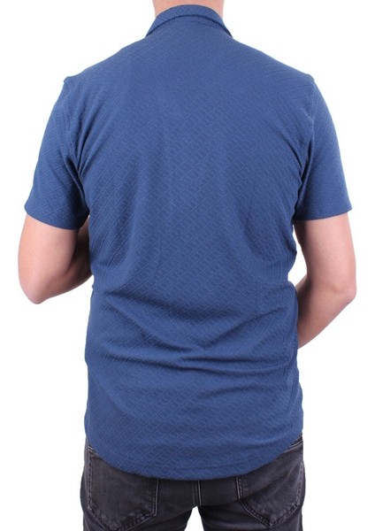 DMG23-118381 Siyah Örme Apaj Yaka Dar Kalıp Kısa Kol Erkek Gömlek fırsatları