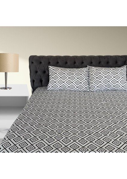 Çizgili Saten Premium Çift Kişilik Çarşaf Seti (%100 Pamuk); Lastikli Çarşaf + Yastık Kılıfı