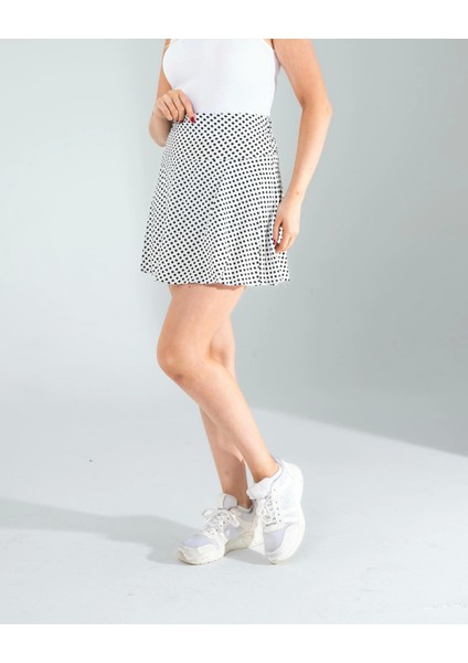 Beyaz Mini Puantiye Desenli Şort Etek fırsatları