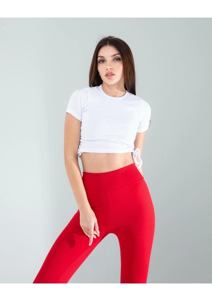 Kırmızı Fitilli Push Up Toparlayıcı Spor Tayt