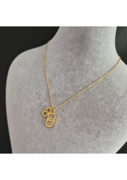 Çelik Gold Renk Taşlı B Harf Kadın Kolye fırsatları