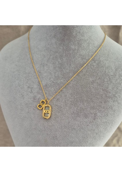 Çelik Gold Renk Taşlı B Harf Kadın Kolye indirimleri