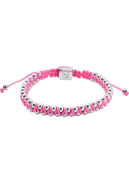 Çelik Bilyalı Pembe Tekstil İpli Manyetik Bileklik