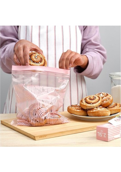 Ikea Istad Kilitlenebilir Buzdolabı Poşeti Uçuk Pembe 2.5 Lt 20 Adet