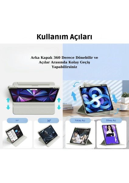 Apple iPad 11. Nesil A16 2025 Uyumlu 360° Dönebilen Yatay Dikey Standlı Fuchsia Pino Tablet Kılıfı