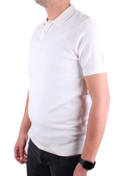 DMG23-511231 Ekru Günlük Polo Yaka Erkek Tişört