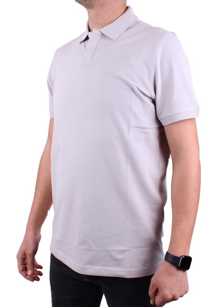 DMG23-231319 Gri Günlük Yarım Patlı Pike Polo Yaka Erkek Tişört