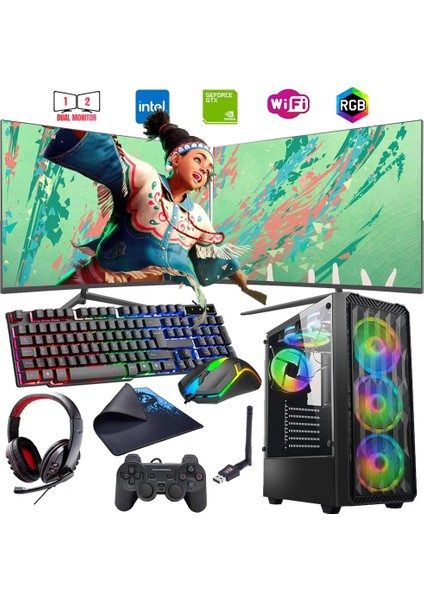 I5 12400F 16GB Ddr4 1tb M2 8gb RX580 Çift 24" Mon. Oyun Bilgisayarı (Gaming Set)