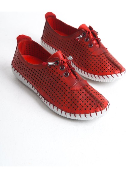 Kadın Deri Ortopedik Günlük Ayakkabı Delikli Yuvarlak Burun Düz Taban Mevsimlik Ayakkabı fırsatları