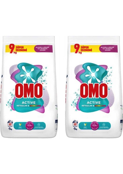 Active Beyaz ve Renkliler 9 kg x 2 Adet