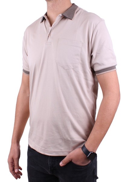 Twister 2304 Bej Günlük Kısa Kol Normal Kesim Pamuklu Polo Yaka Erkek Tişört modelleri