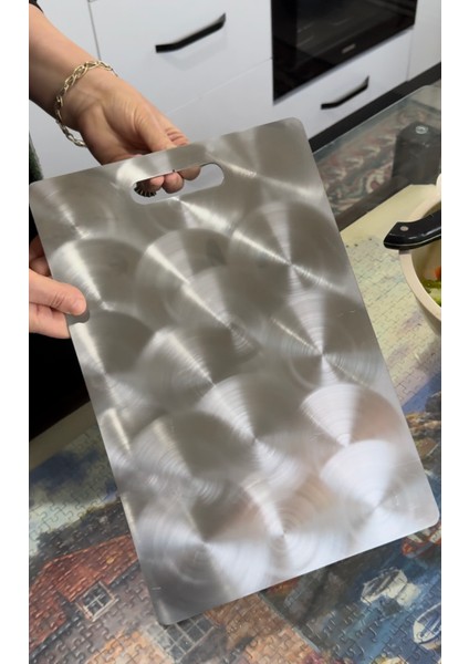 2 Adetli (24x36 CM) Paslanmaz 'ÇELİK' Kesme Tahtası 1.5 M Kalınlık