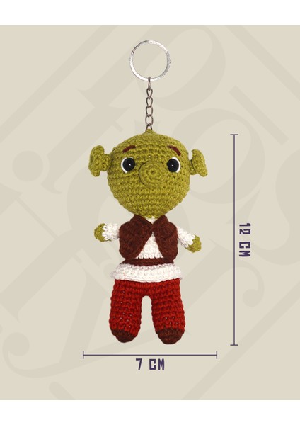Shrek Amigurumi Anahtarlık 12 cm - El Yapımı Sanatsal Örgü Çanta Aksesuarı fırsatları