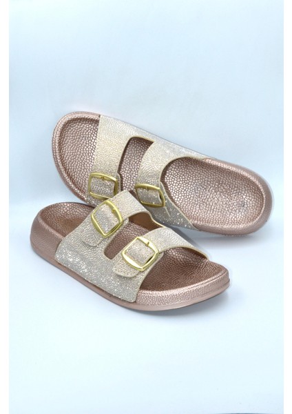 Pembe Simli Kadın Çift Toka Günlük Terlik fırsatları