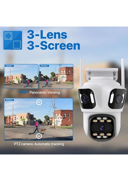 Blue Inter INT- cmR59 3-Lens 6k Full Hd Ptz Kamera Wifi Çoklu Lens Ip Kamera Kablosuz Otomatik Izleme fırsatları