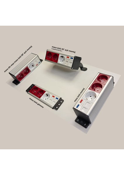 Bürotik Priz Kutusu Alüminyum Blok - 5X45 ( 10 Modül ) SCS-545-01 ( 5li Paket )