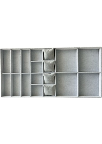 Yerli Üretim Süet Kumaş 70/38 cm Süet Kaplama Gri Renk Çekmece İçi Takı Tablası fırsatları