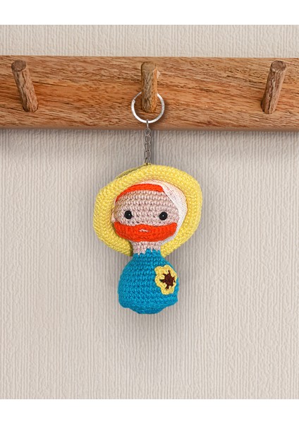Vincent Van Gogh Büst Amigurumi Anahtarlık 10 cm - El Yapımı Sanatsal Örgü Çanta Aksesuarı