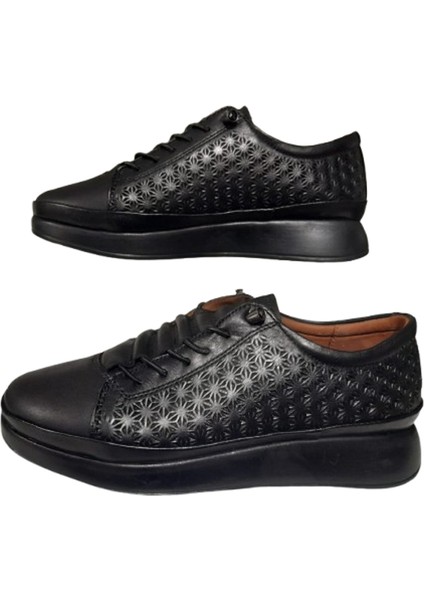 Kadın Siyah Deri Lastik-Bağcıklı Ortopedik Model Günlük Klasik Şık Ayakkabı fırsatları