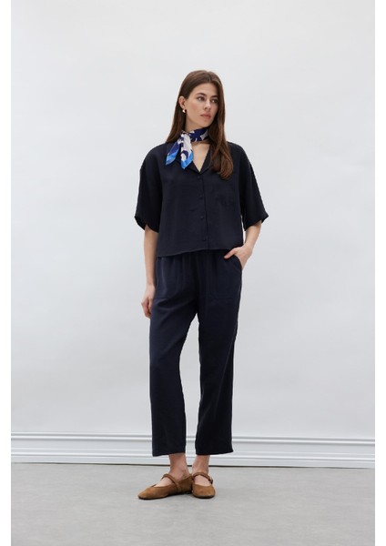 Straight Fit Çift Cepli Yüksek Bel Düz Paça Modal Kumaş Pantolon E5962AX25SP
