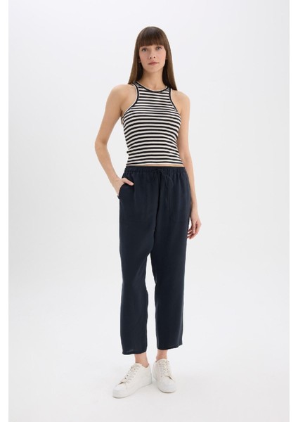 Straight Fit Çift Cepli Yüksek Bel Düz Paça Modal Kumaş Pantolon E5962AX25SP