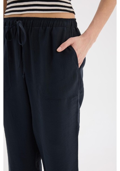 Straight Fit Çift Cepli Yüksek Bel Düz Paça Modal Kumaş Pantolon E5962AX25SP