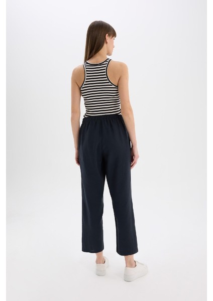 Straight Fit Çift Cepli Yüksek Bel Düz Paça Modal Kumaş Pantolon E5962AX25SP