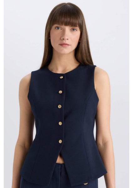 Regular Fit Bisiklet Yaka Düğmeli Blazer Yelek E5328AX25SP fırsatları