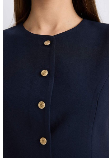 Regular Fit Bisiklet Yaka Düğmeli Blazer Yelek E5328AX25SP