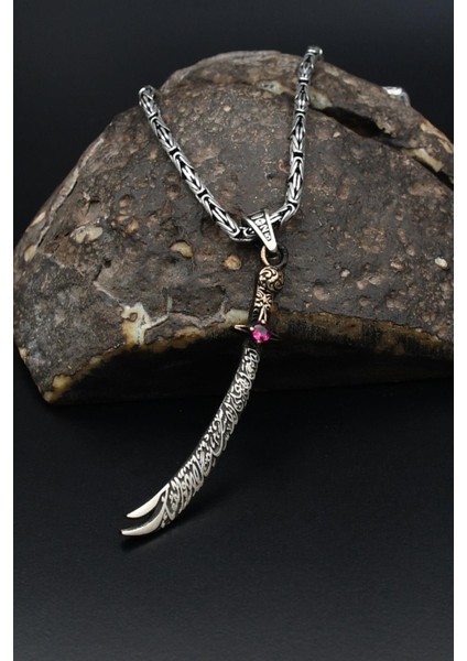 925 Ayar Gümüş Zülfikar Hz. Ali'nin Kılıcı Kolye Kral Zincir 2 mm 901582 fiyatları