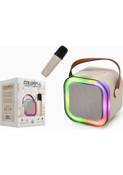 Colorful Rgb Ledli Mini Taşınabilir Hoparlör ve Wirelles Mikrofon