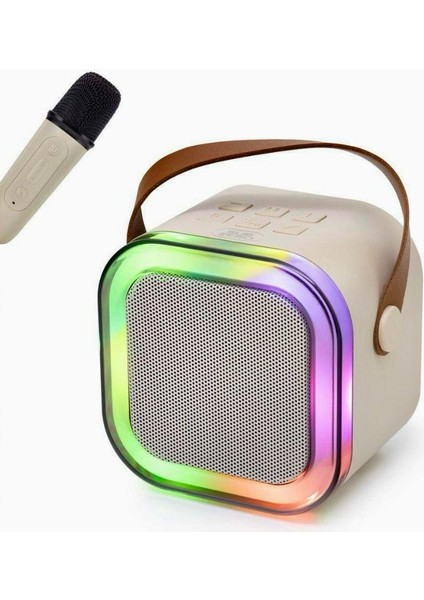 Colorful Rgb Ledli Mini Taşınabilir Hoparlör ve Wirelles Mikrofon