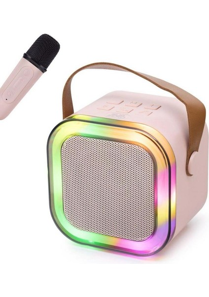 Colorful Rgb Ledli Mini Taşınabilir Hoparlör ve Wirelles Mikrofon