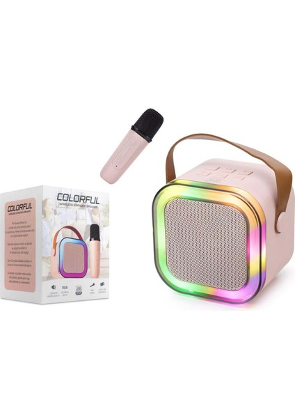 Colorful Rgb Ledli Mini Taşınabilir Hoparlör ve Wirelles Mikrofon