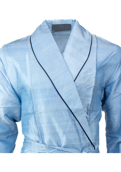 Erkek Şık Klasik Model Röpteşambır Premium Poplin Saten Çınar Model Cepli Rob Beli Kuşaklı