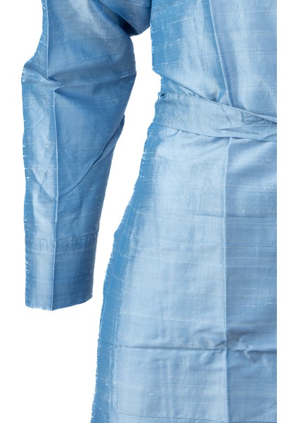 Erkek Şık Klasik Model Röpteşambır Premium Poplin Saten Çınar Model Cepli Rob Beli Kuşaklı