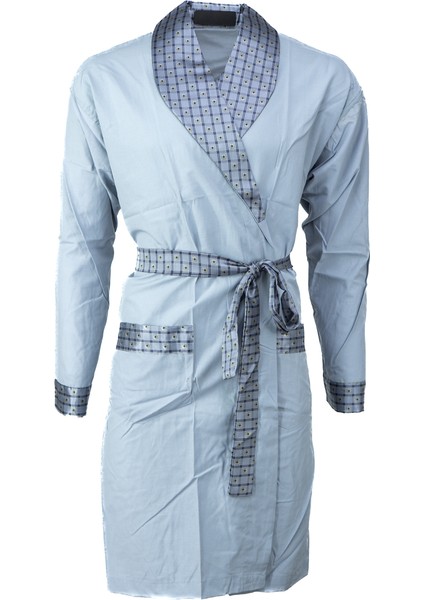 Erkek Şık Klasik Model Röpteşambır Premium Poplin Kumaş Faysal Model Cepli Rob Beli Kuşaklı