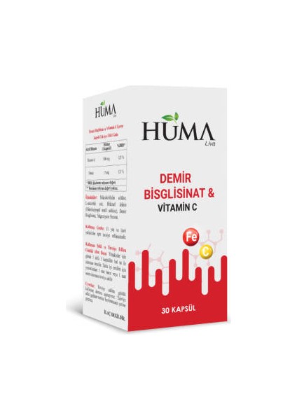 Demir Bisglisinat & Vitamin C 30 Kapsül