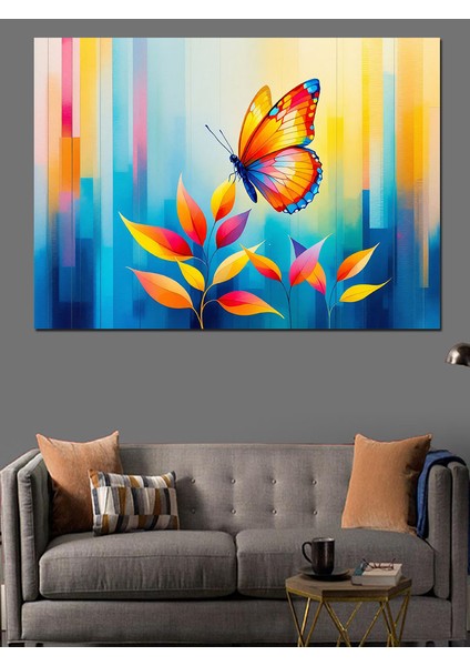 Renkli Kelebek ve Çiçekler Dekoratif Tablo