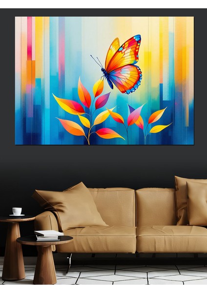 Renkli Kelebek ve Çiçekler Dekoratif Tablo fırsatları