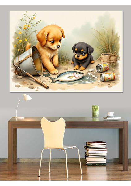 Şirin Yavru Köpekler Dekoratif Tablo