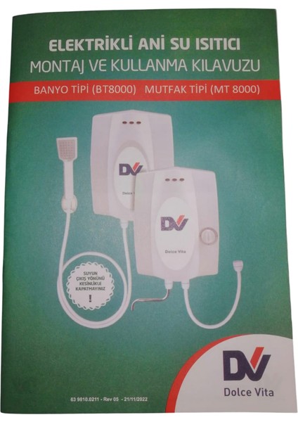 Dolce Vita MT8000 Banyo ve Mutfak Uyumlu Şofben