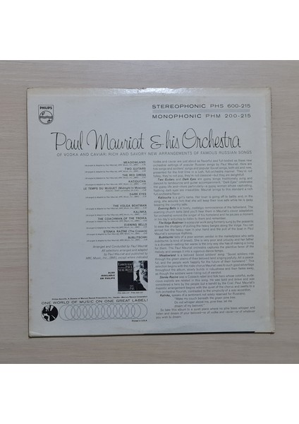 & His Orchestra - Of Vodka And Caviar - Dönem Baskı Plak - Longplay - Lp