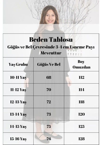 Kız Çocukuzun Boydan Şifon Astarlı Tesettür ELBISE-ELB-0035