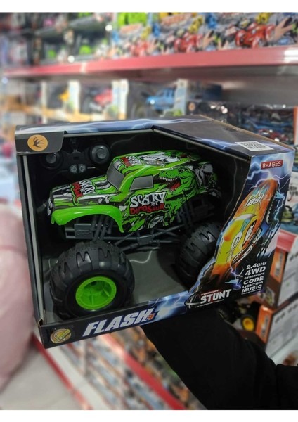 28 cm 1/12 Büyük Boy Amuda Kalkan Müzikli Tam Fonksiyon Uzaktan Kumandalı Şarjlı Araba (Yeşil)