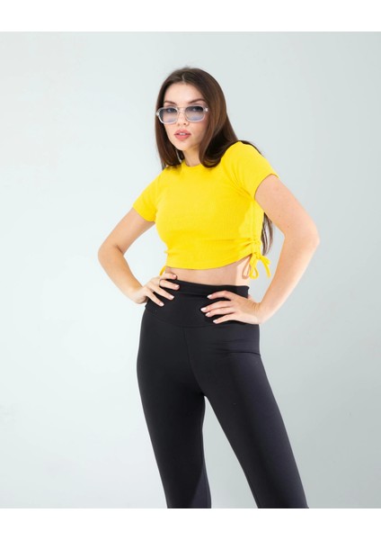 Sarı Yandan Büzgülü Crop