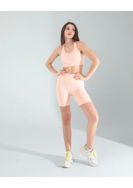 Somon Seamless Dikişsiz Biker Tayt Crop Takım