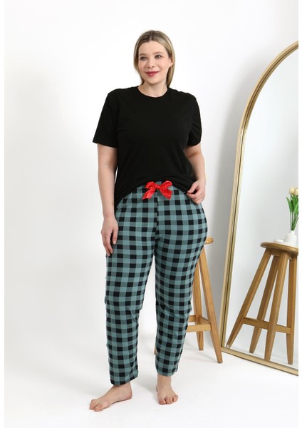 Kadın Pamuklu Büyük Beden Alt Pijama 27557 Turkuaz