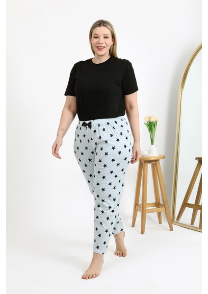 Kadın Pamuklu Büyük Beden Alt Pijama 27557 Buz Mavisi indirimleri