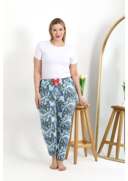 Kadın Pamuklu Büyük Beden Alt Pijama 27558 Mavi indirimleri